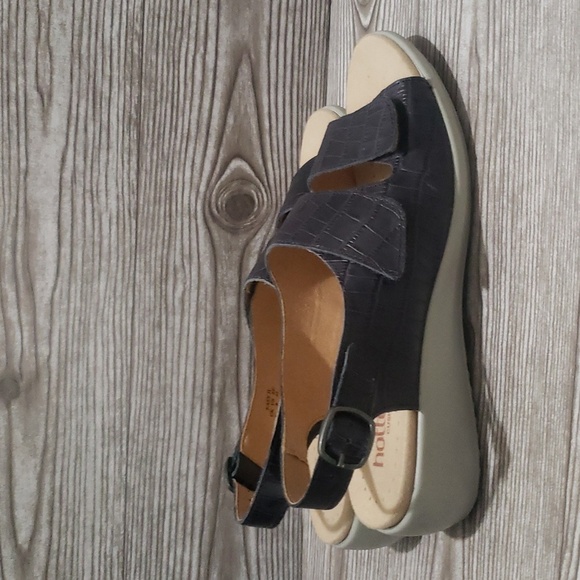 Hotter 7UK (9US) navy blue open toe wegdes sandals - Picture 3 of 7